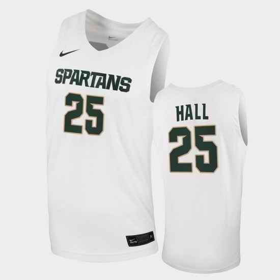 Men Michigan State Spartans Malik Hall Replica White Basketball 2020 21 Jersey